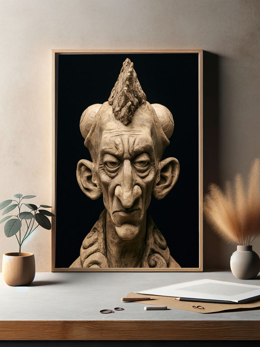 Gothic Clay Portrait Print. — room view 2