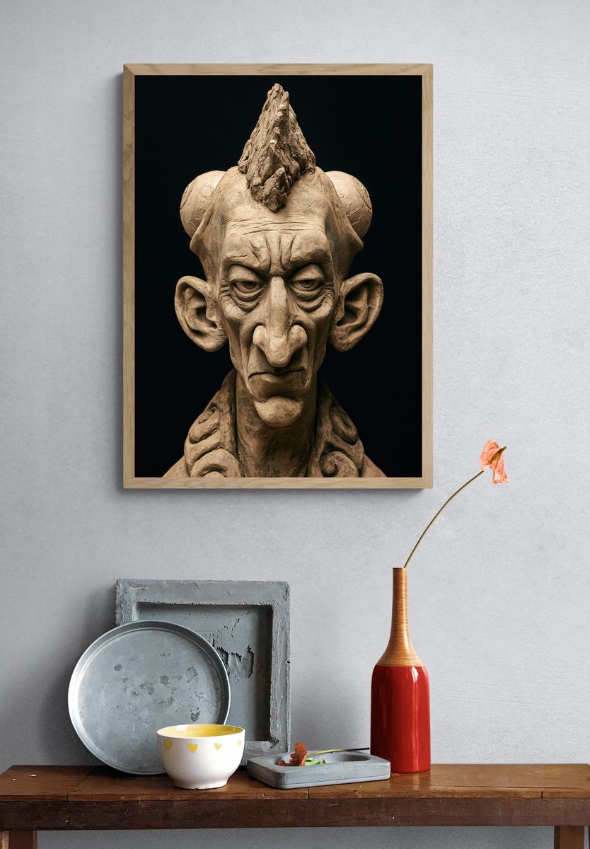 Gothic Clay Portrait Print. — room view 3