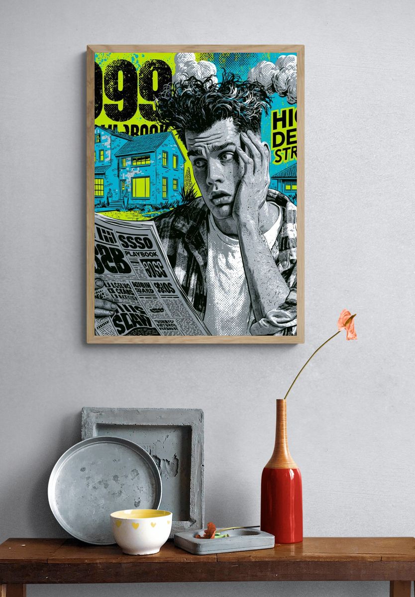 Millennial Mortgage Stress Pop Art Poster. — room view 3