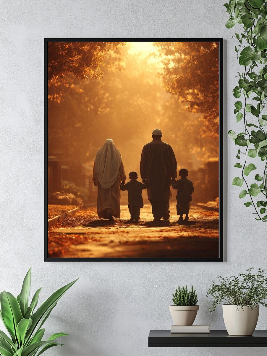 Family Walk in Autumn Light Poster. — room view 4