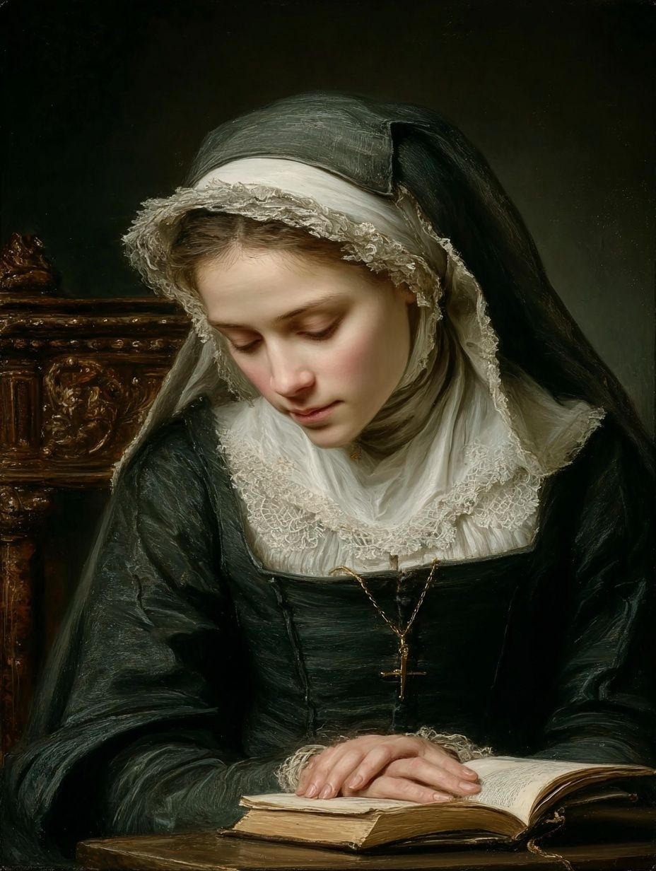 Praying Nun Portrait Print. poster — fine-art art