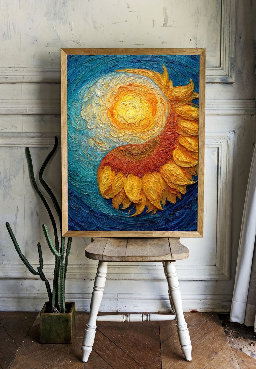 Sunflower and Sun — Fine Art Print room preview
