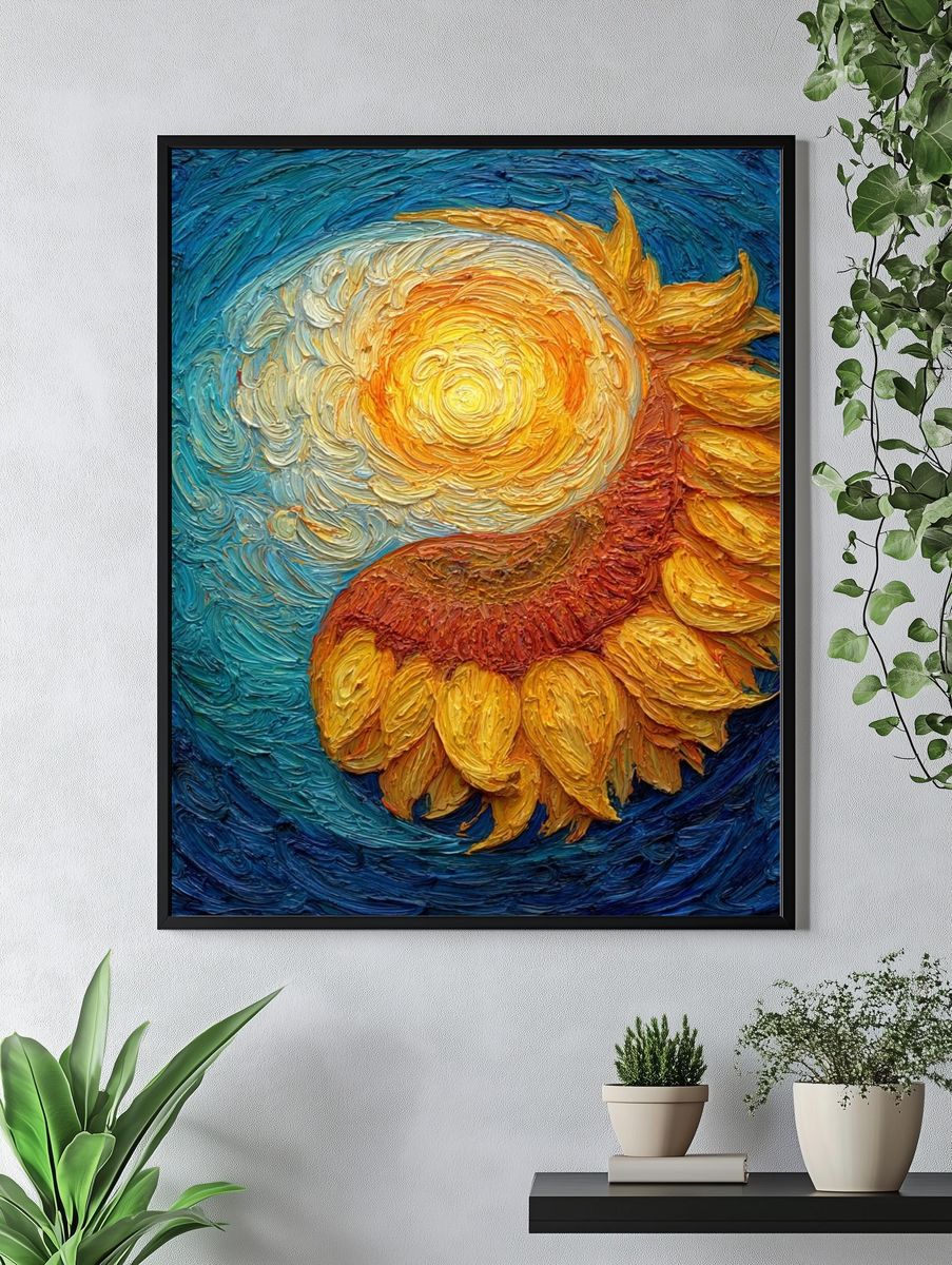 Sunflower and Sun — Fine Art Print. — room view 4