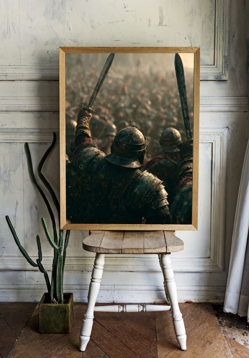 Medieval Battle — Fantasy Art Print. room preview