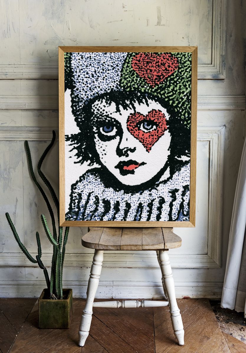 Surreal Clown Portrait Print. room preview