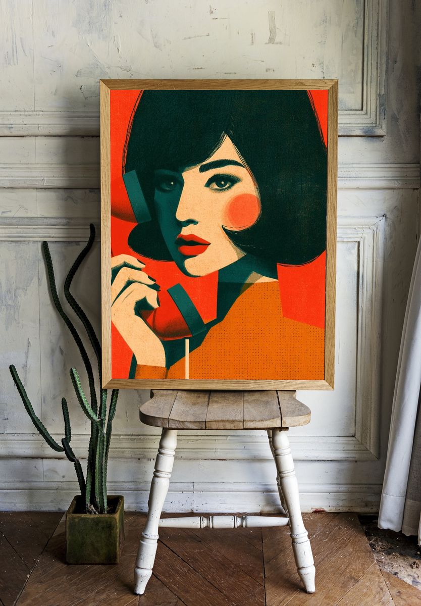 Pop Art Woman with Telephone Poster. room preview