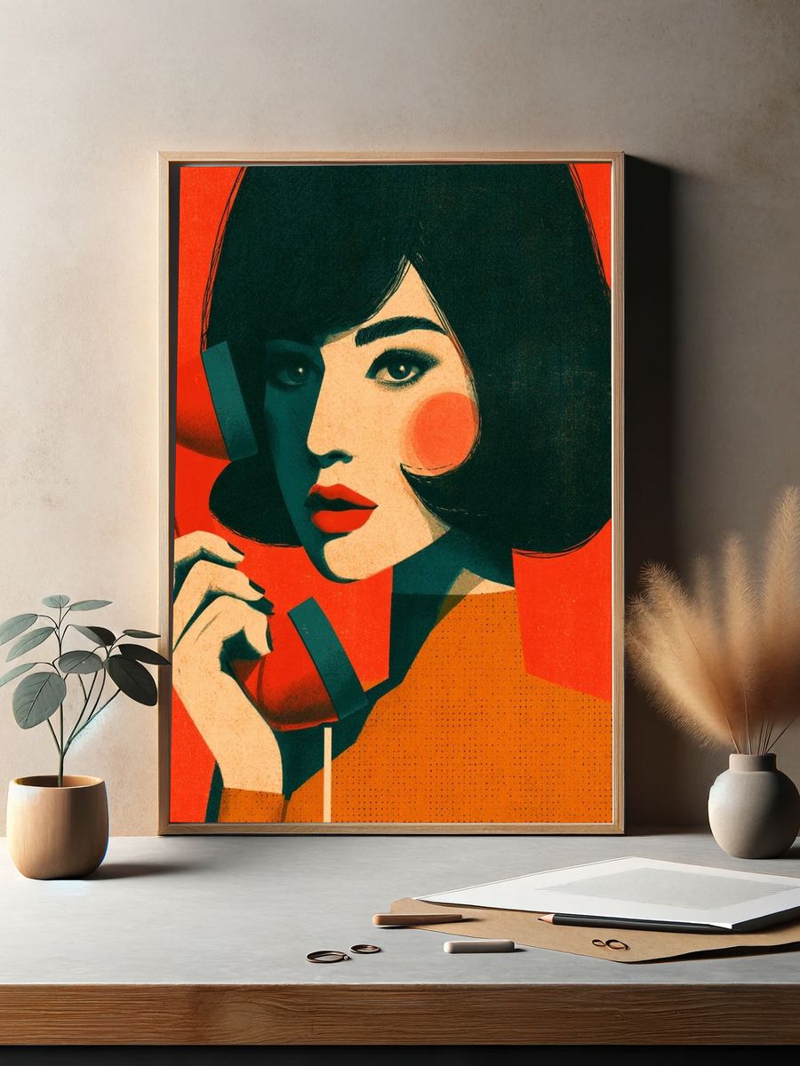 Pop Art Woman with Telephone Poster. — room view 2
