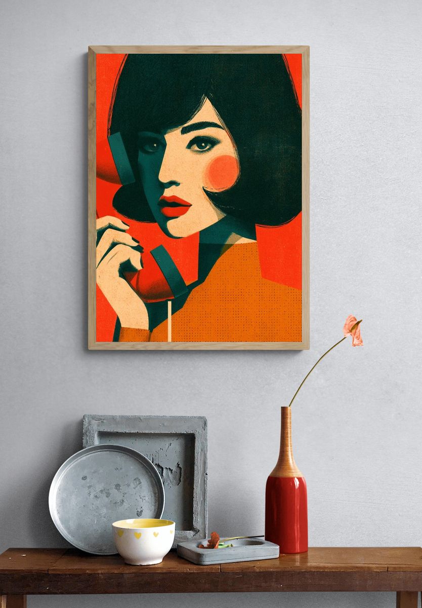 Pop Art Woman with Telephone Poster. — room view 3