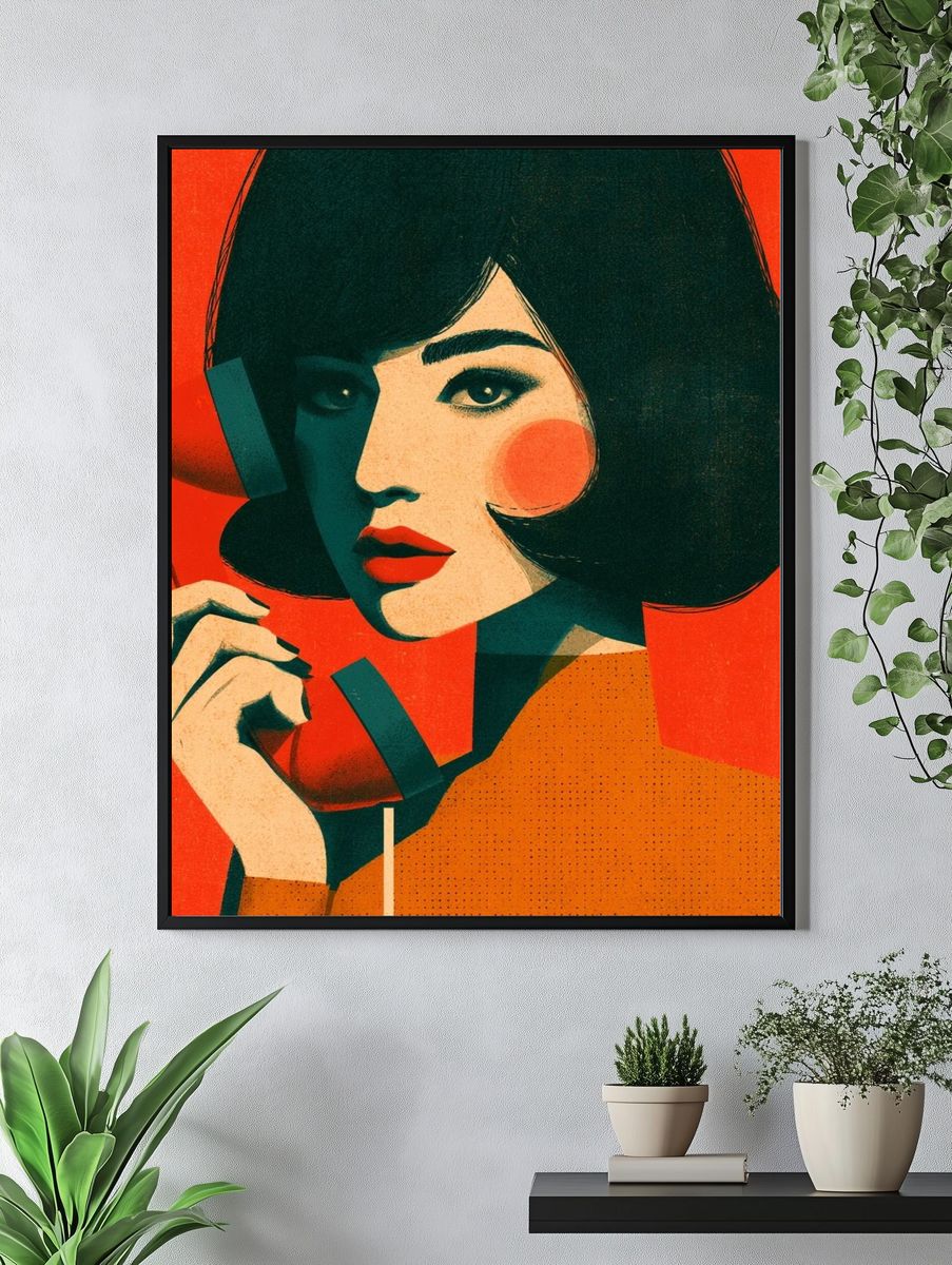 Pop Art Woman with Telephone Poster. — room view 4