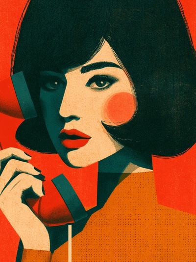 Pop Art Woman with Telephone Poster. poster