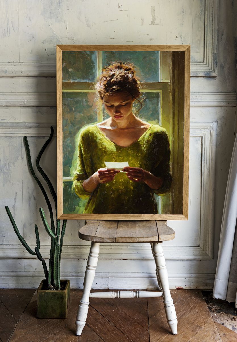 Woman by Window Fine-Art Print. — room view 1