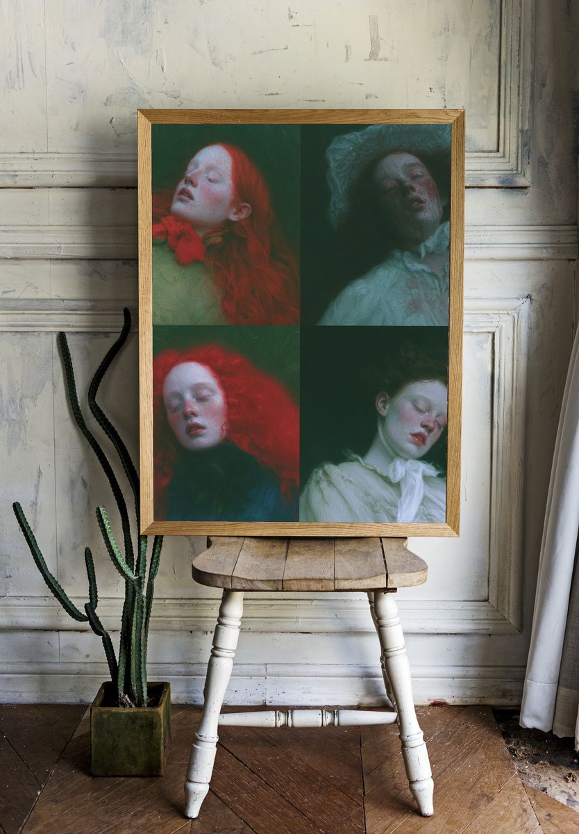 Dreamlike Portrait Collage Print. room preview