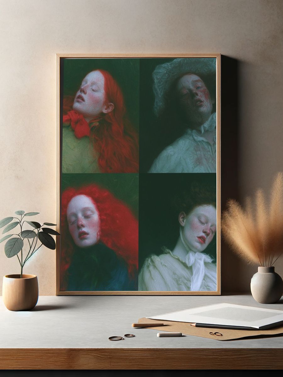Dreamlike Portrait Collage Print. — room view 2