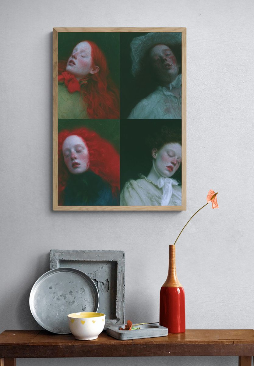 Dreamlike Portrait Collage Print. — room view 3
