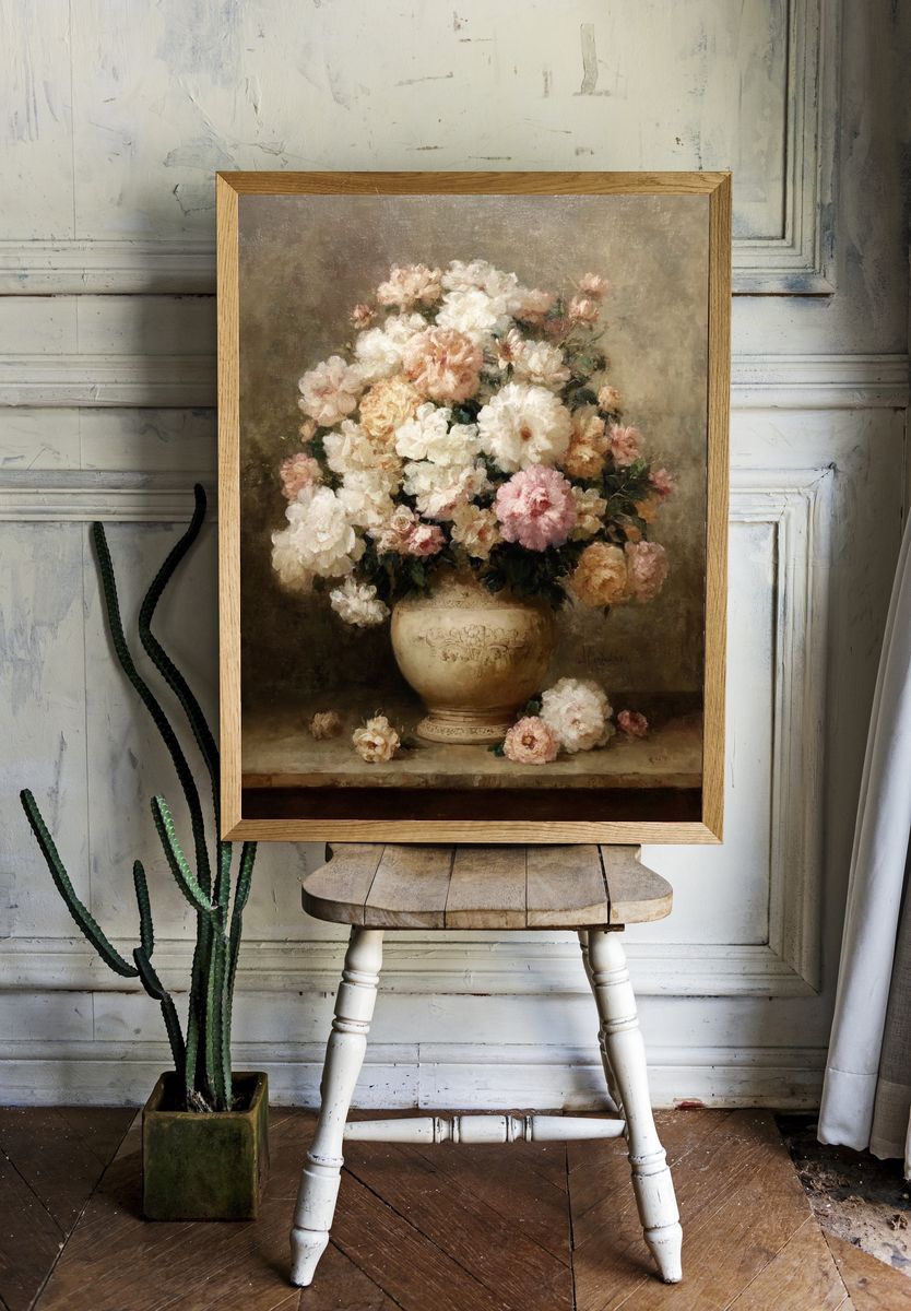 Peony Bouquet Still Life Print. — room view 1