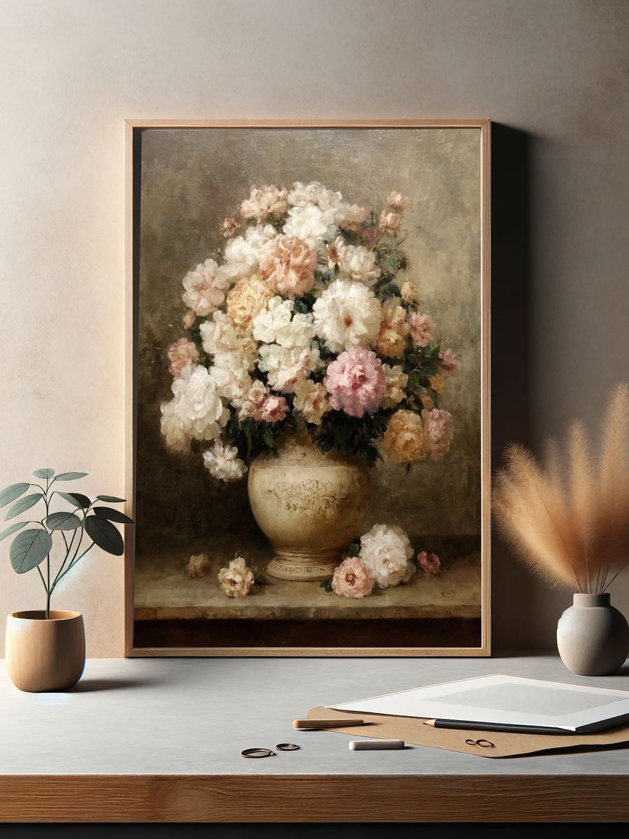 Peony Bouquet Still Life Print. — room view 2