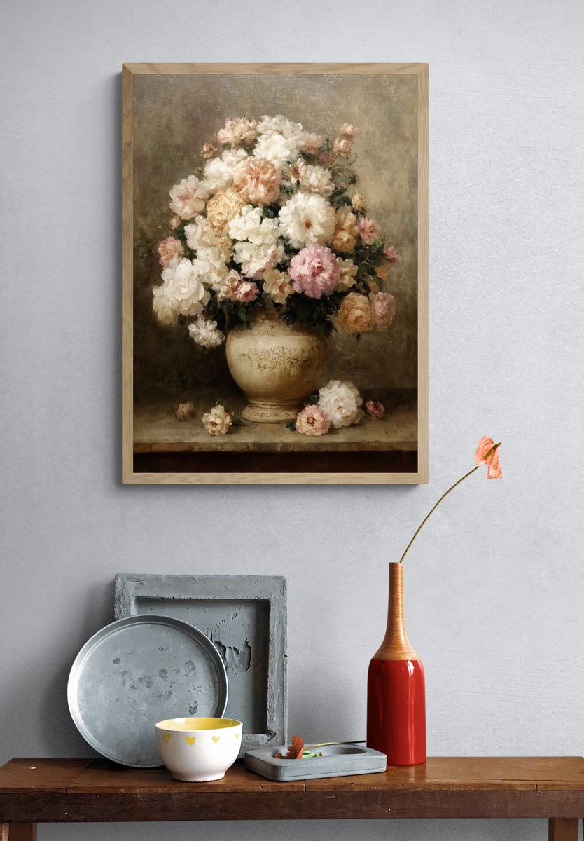 Peony Bouquet Still Life Print. — room view 3