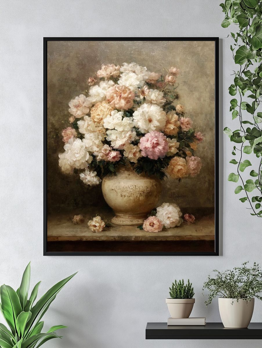 Peony Bouquet Still Life Print. — room view 4