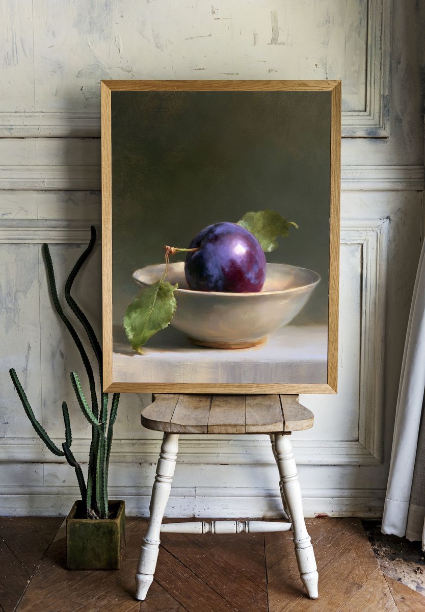 Plum Still Life Fine-Art Print. — room view 1