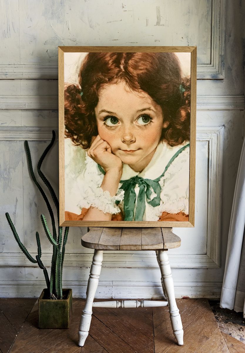 Curious Girl Portrait Print. — room view 1