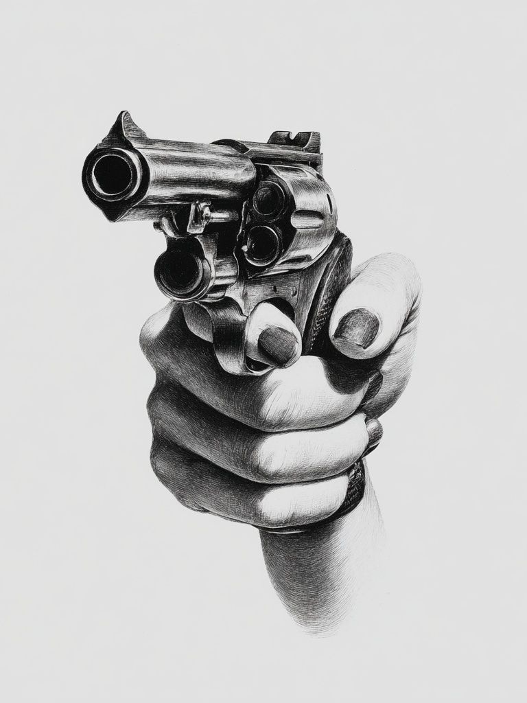 Hand Holding Gun — Fine Art Print. poster — fine-art art