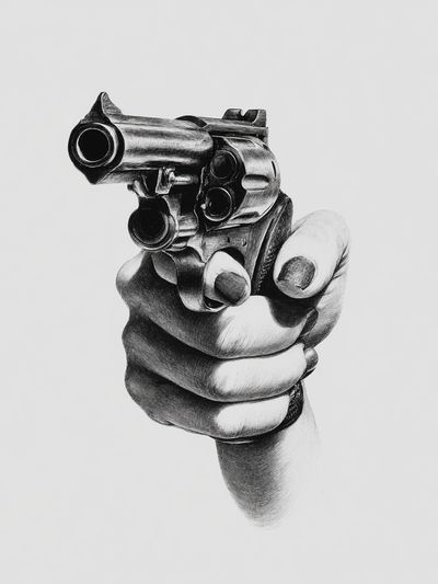 Hand Holding Gun — Fine Art Print. poster