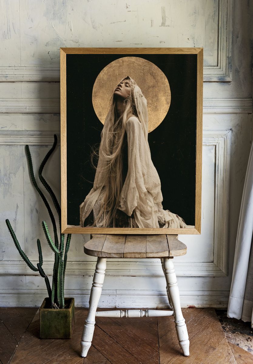 Moonlit Veil Portrait Print. room preview