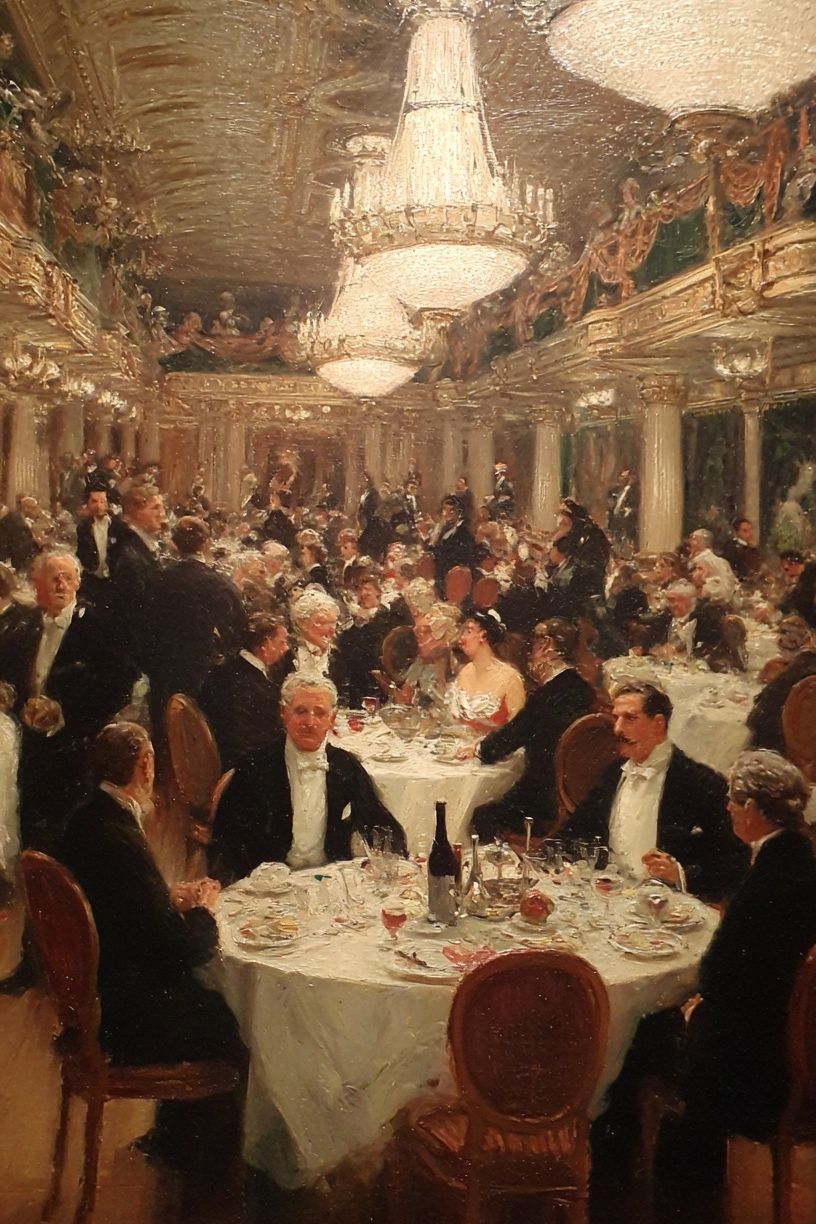 Elegant Dinner Party — Fine Art Print. poster detail