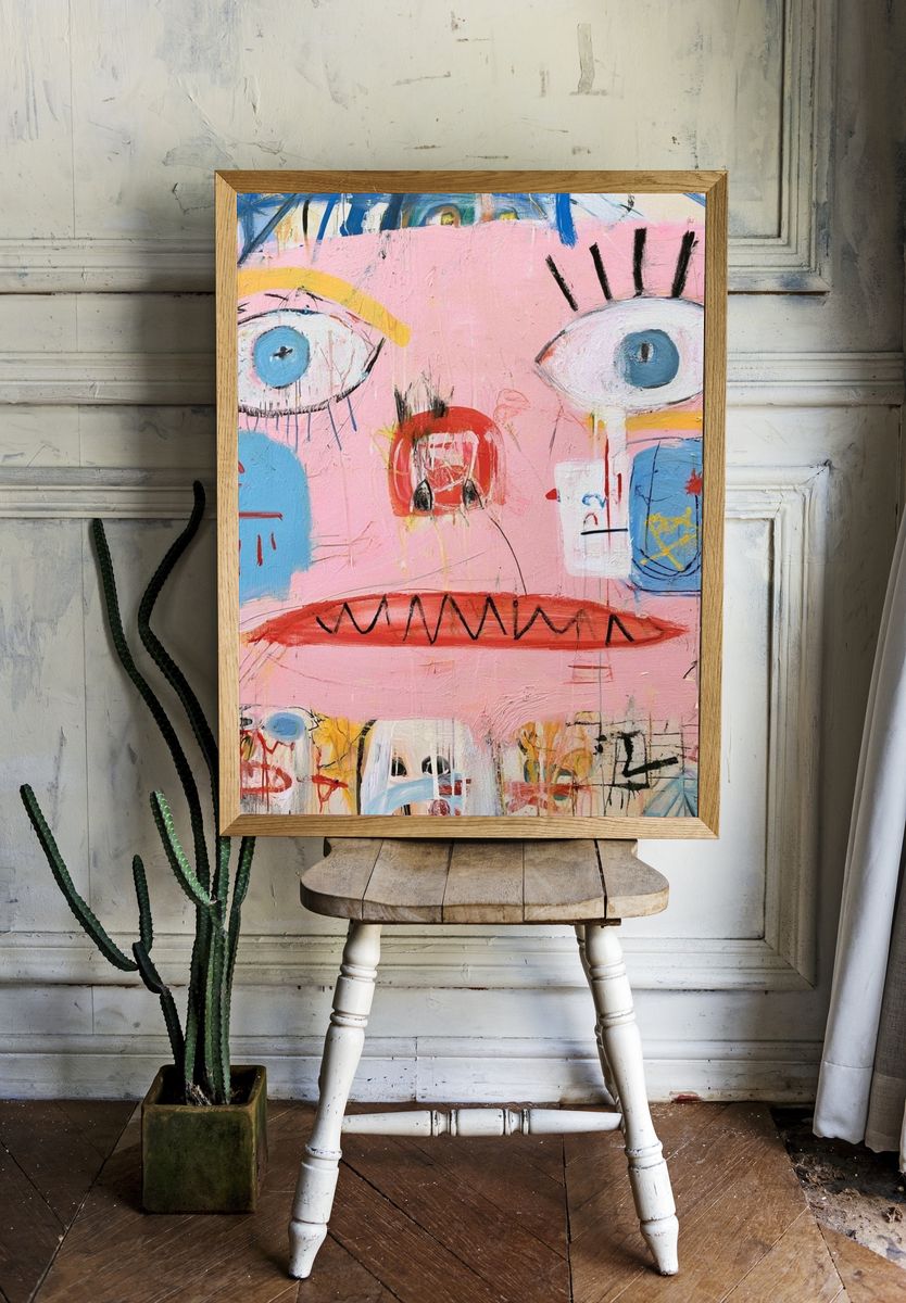 Abstract Face Expressionism Poster. — room view 1