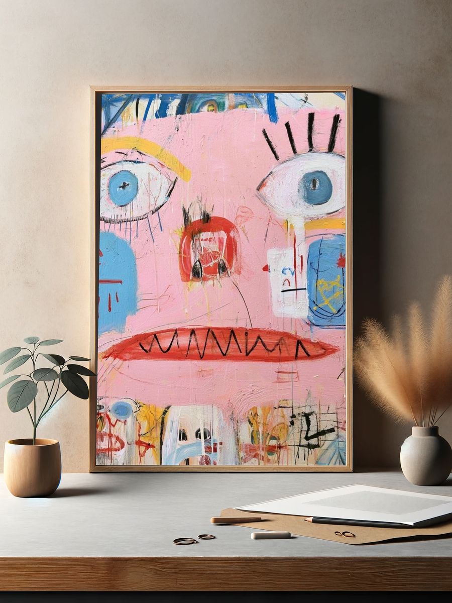 Abstract Face Expressionism Poster. — room view 2
