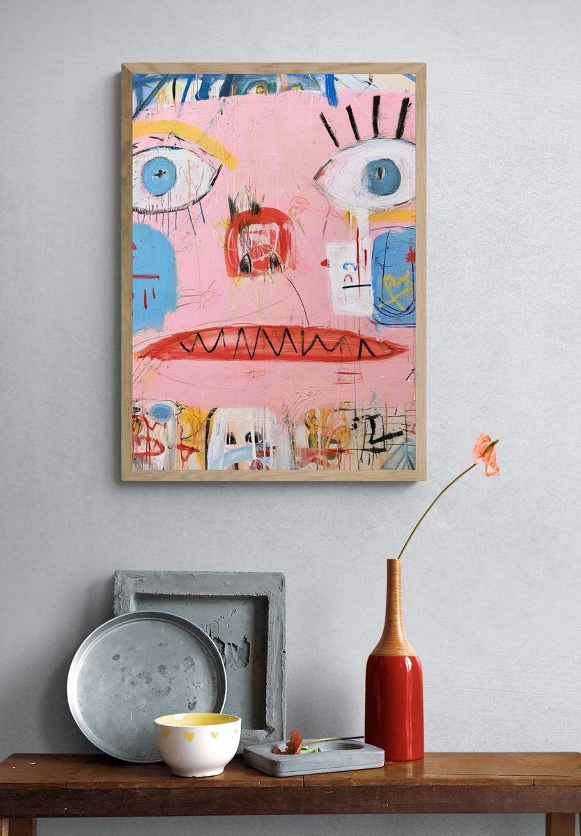 Abstract Face Expressionism Poster. — room view 3