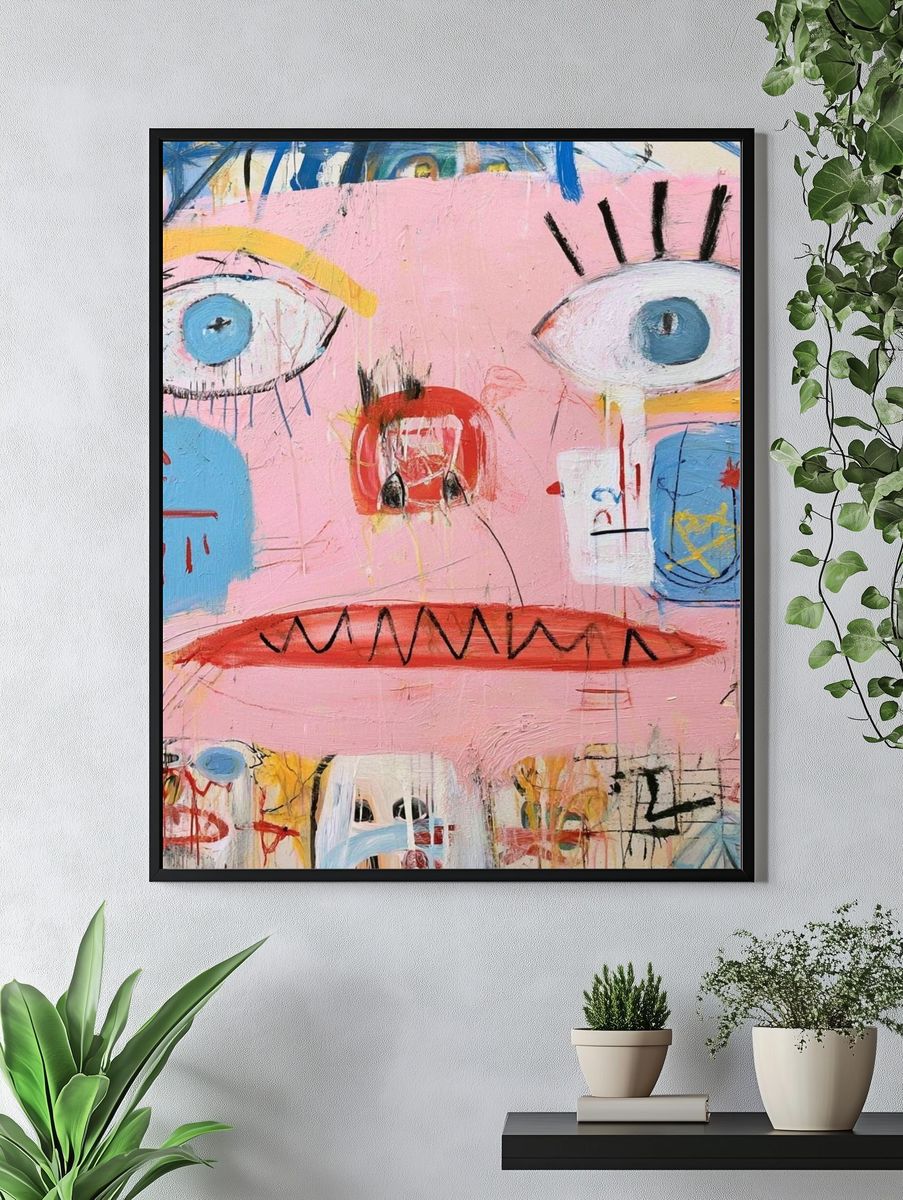 Abstract Face Expressionism Poster. — room view 4