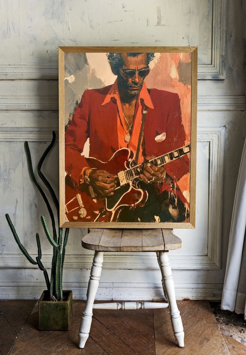 Blues Guitarist Fine-Art Poster. — room view 1
