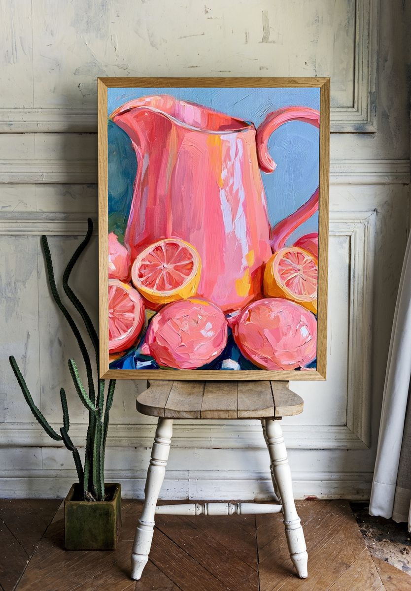 Pink Citrus Still Life Print. — room view 1