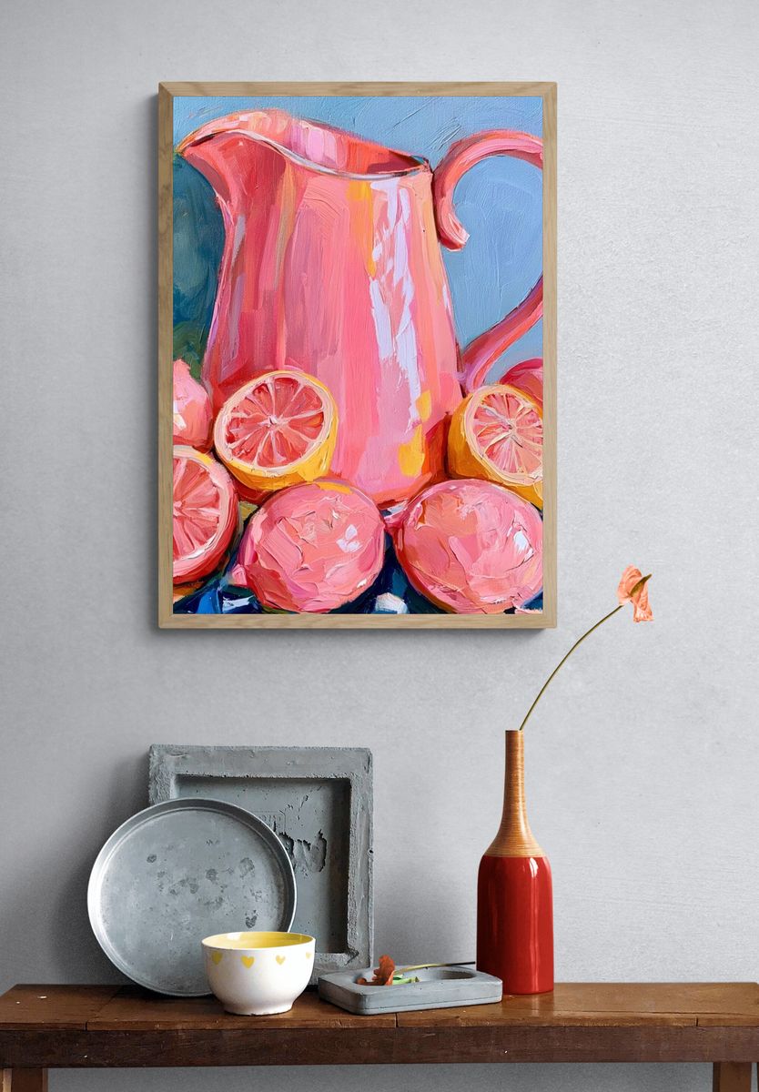 Pink Citrus Still Life Print. — room view 3