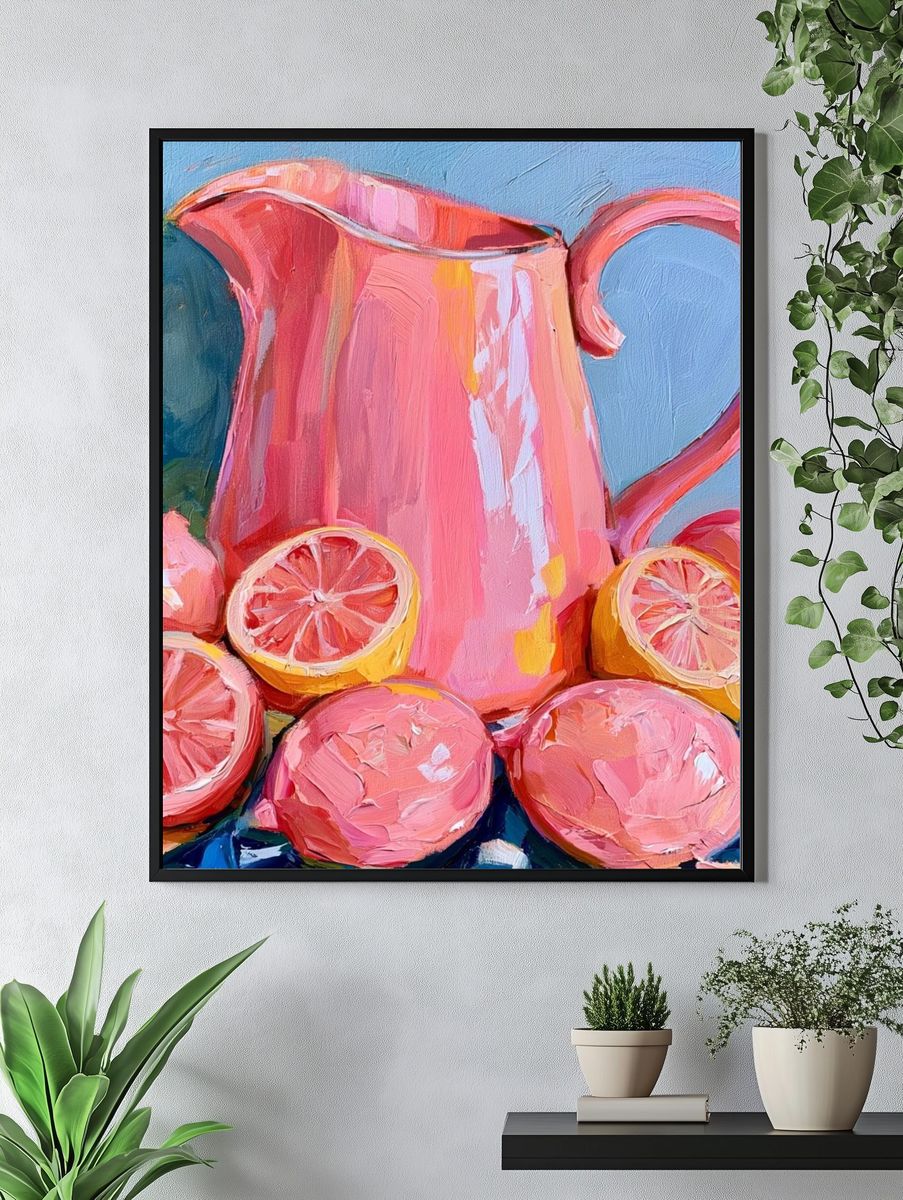 Pink Citrus Still Life Print. — room view 4
