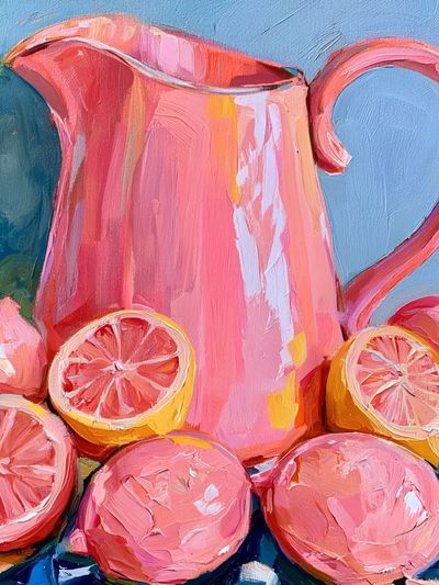 Pink Citrus Still Life Print. poster