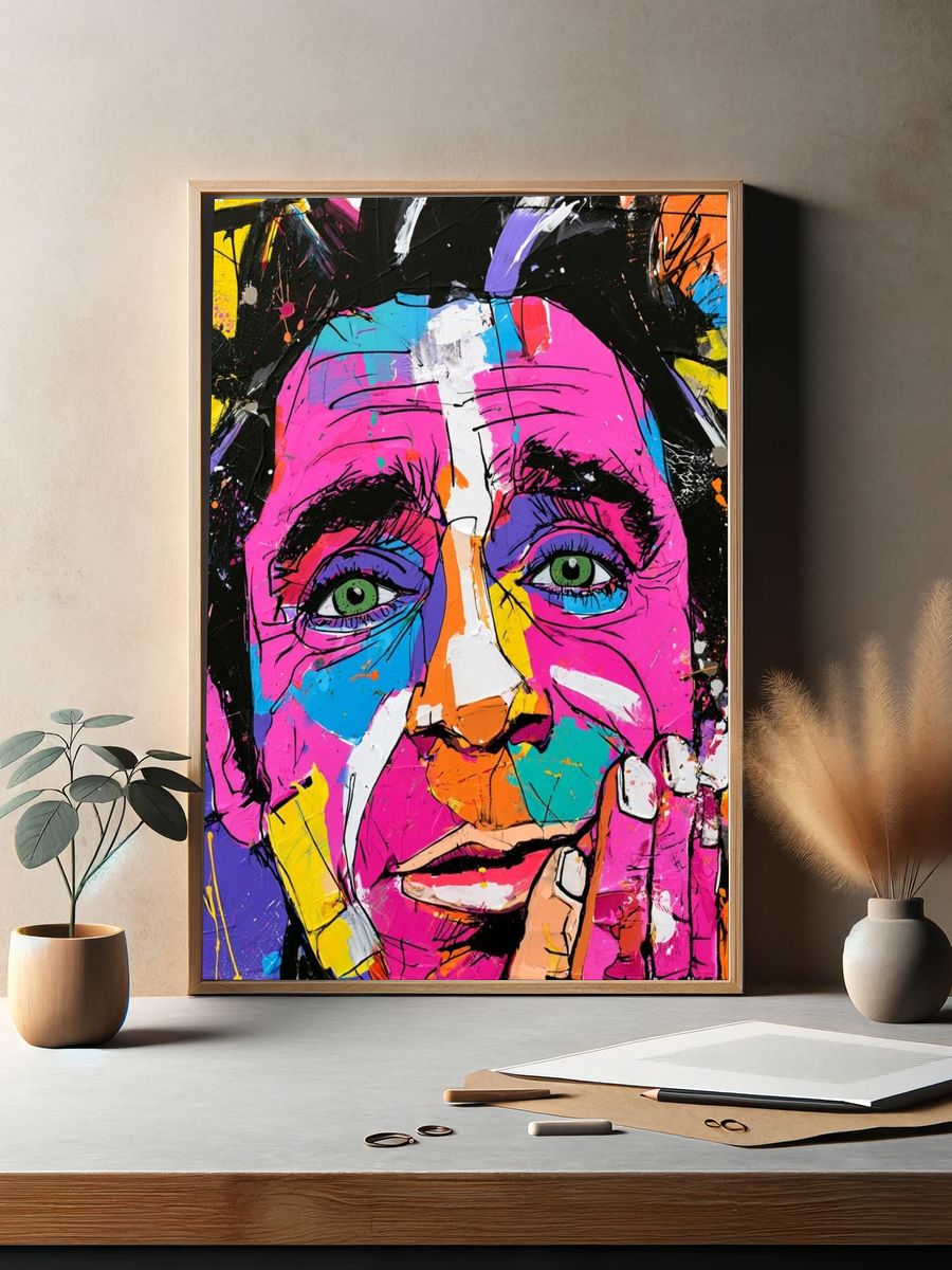 Colorful Pop Art Face Poster. — room view 2