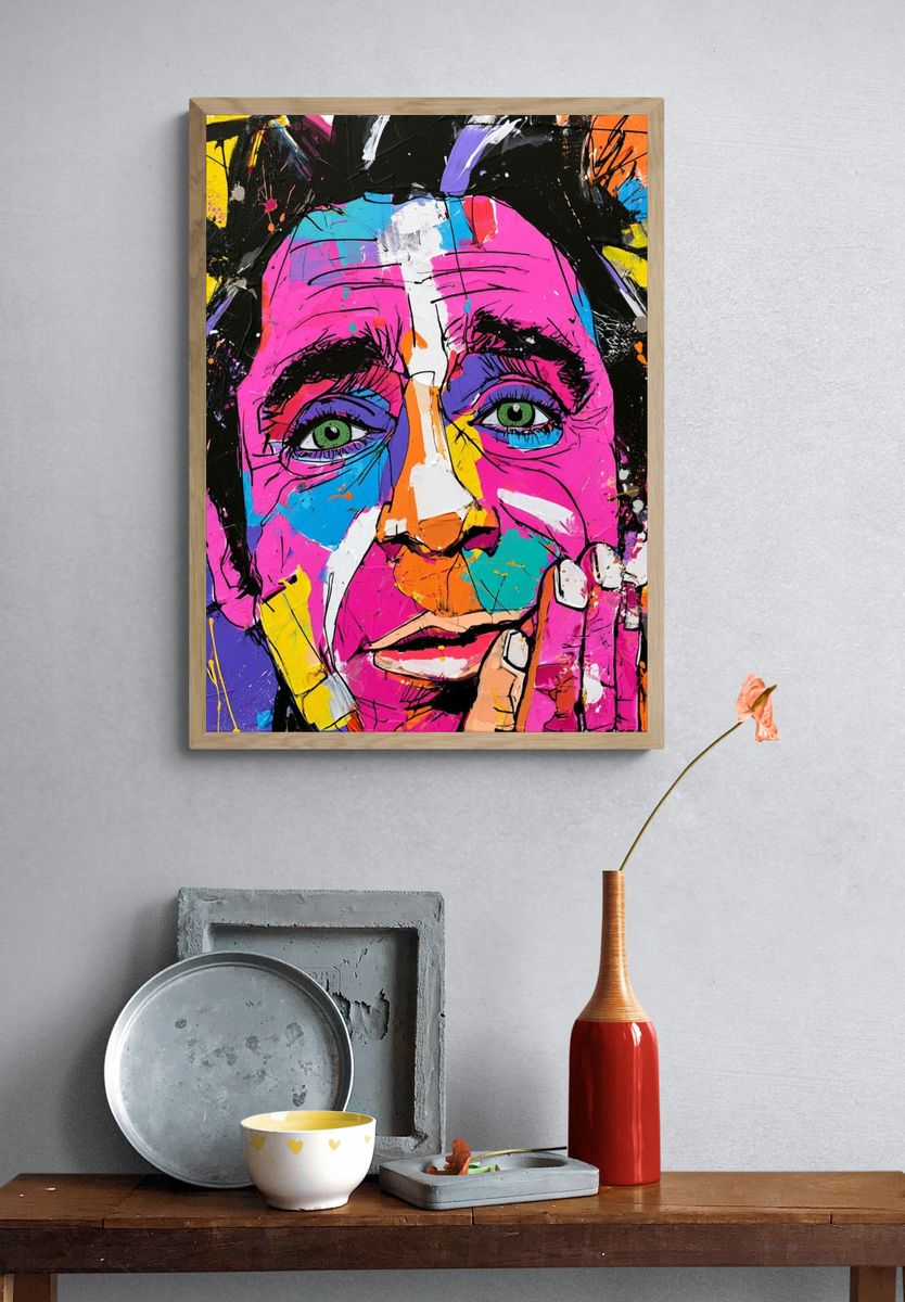 Colorful Pop Art Face Poster. — room view 3