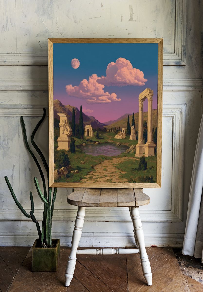 Moonlit Classical Landscape Poster. — room view 1