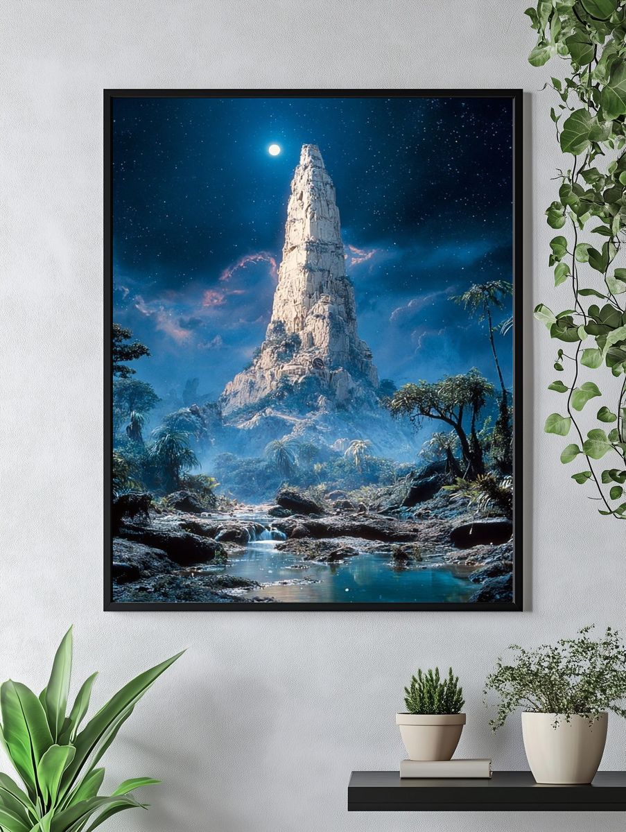 Mystical Mountain at Night — Fine Art Print. — room view 4