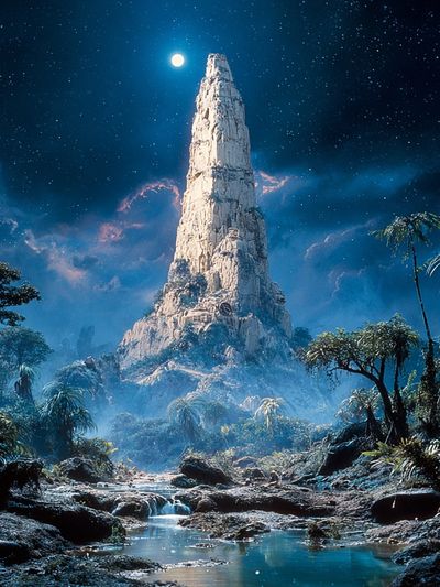 Mystical Mountain at Night — Fine Art Print. poster print