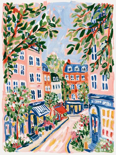 Parisian Street Garden Illustration Poster.