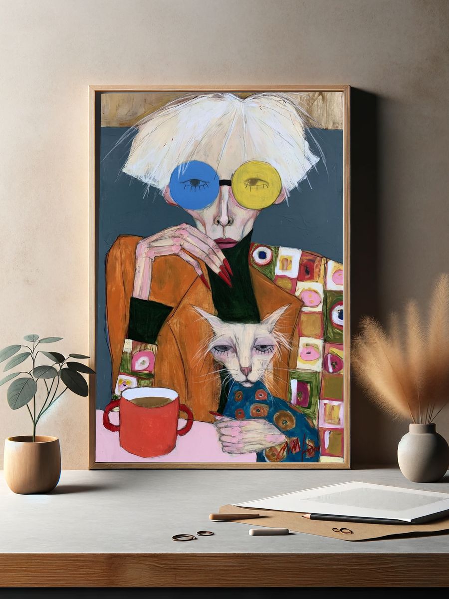 Avant-Garde Cat Portrait Poster. — room view 2