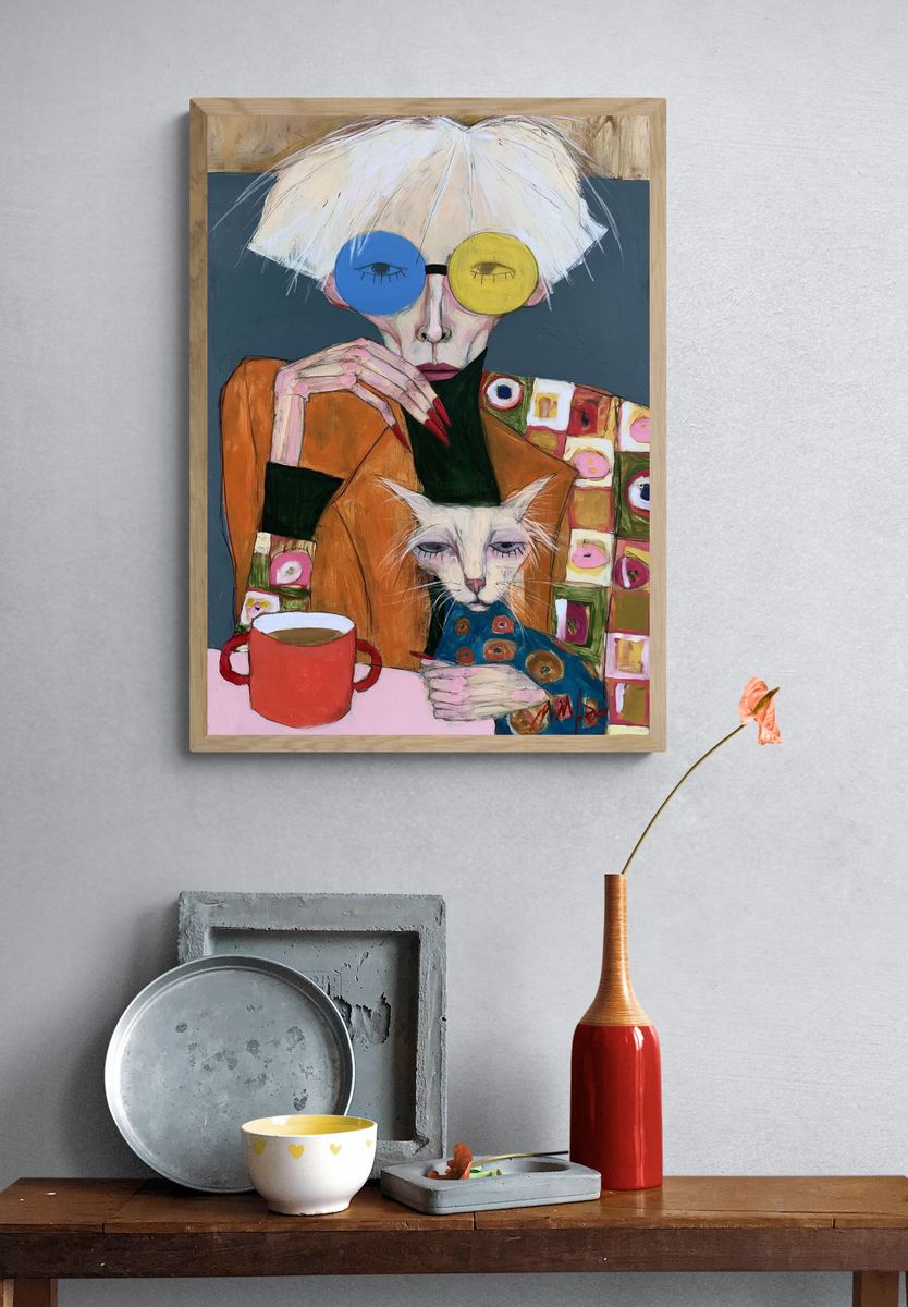 Avant-Garde Cat Portrait Poster. — room view 3