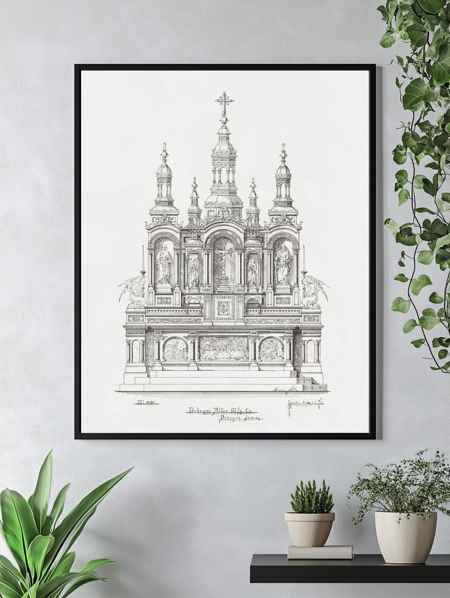 Ornate Altar Design — Fine Art Print. — room view 4