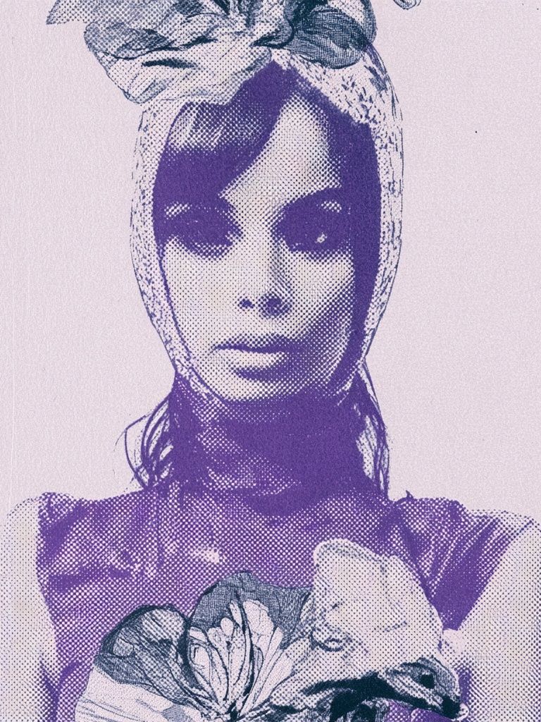 Purple Halftone Portrait Poster. poster detail