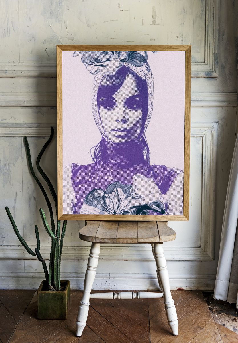 Purple Halftone Portrait Poster. — room view 1