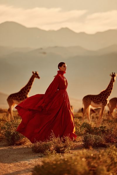 Elegant Woman in Red Dress — Fashion Photography Poster. poster