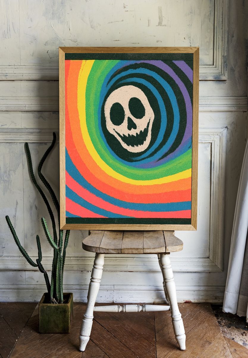 Rainbow Skull Psychedelic Poster. — room view 1